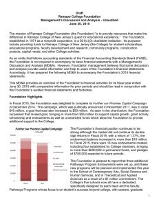 Draft Ramapo College Foundation anagement’s Discussion and Analysis - Unaudited M