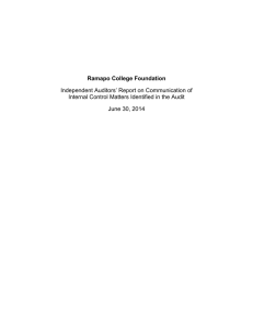 Ramapo College Foundation Independent Auditors’ Report on Communication of June 30, 2014