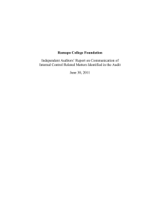 Ramapo College Foundation Independent Auditors’ Report on Communication of