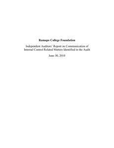 Ramapo College Foundation Independent Auditors’ Report on Communication of