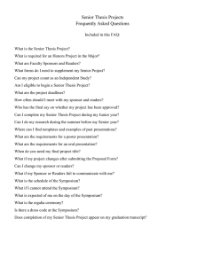 Senior Thesis Projects Frequently Asked Questions