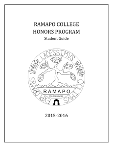 RAMAPO COLLEGE HONORS PROGRAM 2015-2016