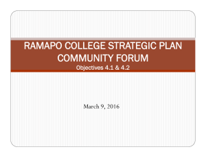 RAMAPO COLLEGE STRATEGIC PLAN  COMMUNITY FORUM  March 9, 2016