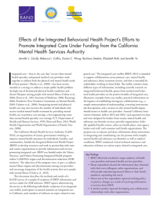 Effects of the Integrated Behavioral Health Project’s Efforts to