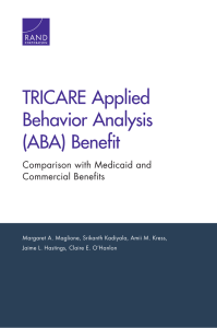 TRICARE Applied Behavior Analysis (ABA) Benefit Comparison with Medicaid and