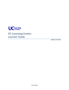 UC Learning Center: Learner Guide Updated 3/11/2015
