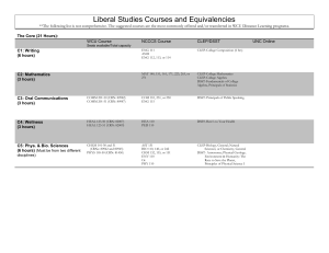 Liberal Studies Courses and Equivalencies