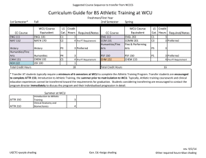 Curriculum Guide for BS Athletic Training at WCU