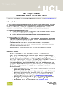 UCL European Institute Small Grants Scheme for UCL staff, 2015-16