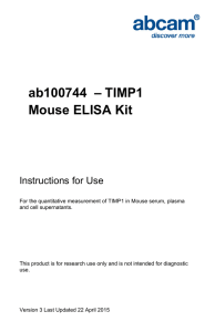 ab100744  – TIMP1 Mouse ELISA Kit Instructions for Use