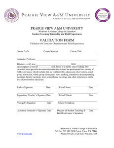 VALIDATION FORM PRAIRIE VIEW A&amp;M UNIVERSITY