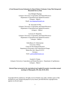 A Food Demand System Estimation for Rural Malawi: Estimates Using... Household Survey Data