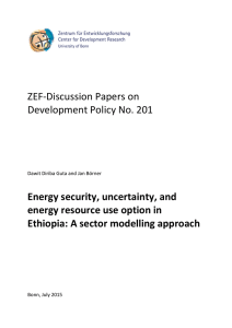 ZEF-Discussion Papers on Development Policy No. 201 Energy security, uncertainty, and