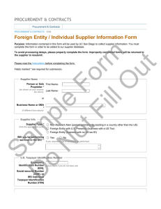 Foreign Entity / Individual Supplier Information Form PROCUREMENT &amp; CONTRACTS