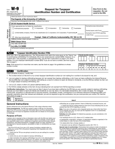 W-9 Request for Taxpayer Identification Number and Certification