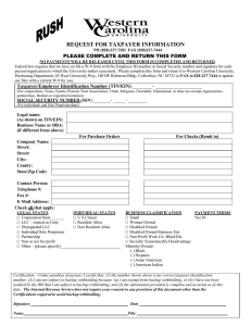 REQUEST FOR TAXPAYER INFORMATION  PLEASE COMPLETE AND RETURN THIS FORM