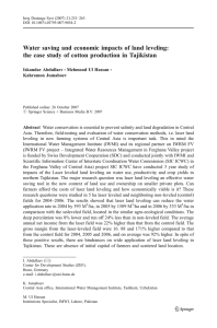 Water saving and economic impacts of land leveling: Iskandar Abdullaev