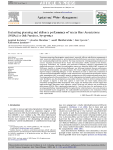Evaluating planning and delivery performance of Water User Associations