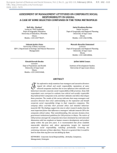 ASSESSMENT OF MANAGEMENT ATTITUDES ON CORPORATE SOCIAL RESPONSIBILITY IN GHANA: