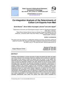Co-integration Analysis of the Determinants of Cotton Lint Exports from Mali