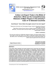 Cotton Lint Export Trade in the Midst of