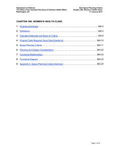 Department of Defense  DoD Space Planning Criteria 360: Women’s Health Clinic