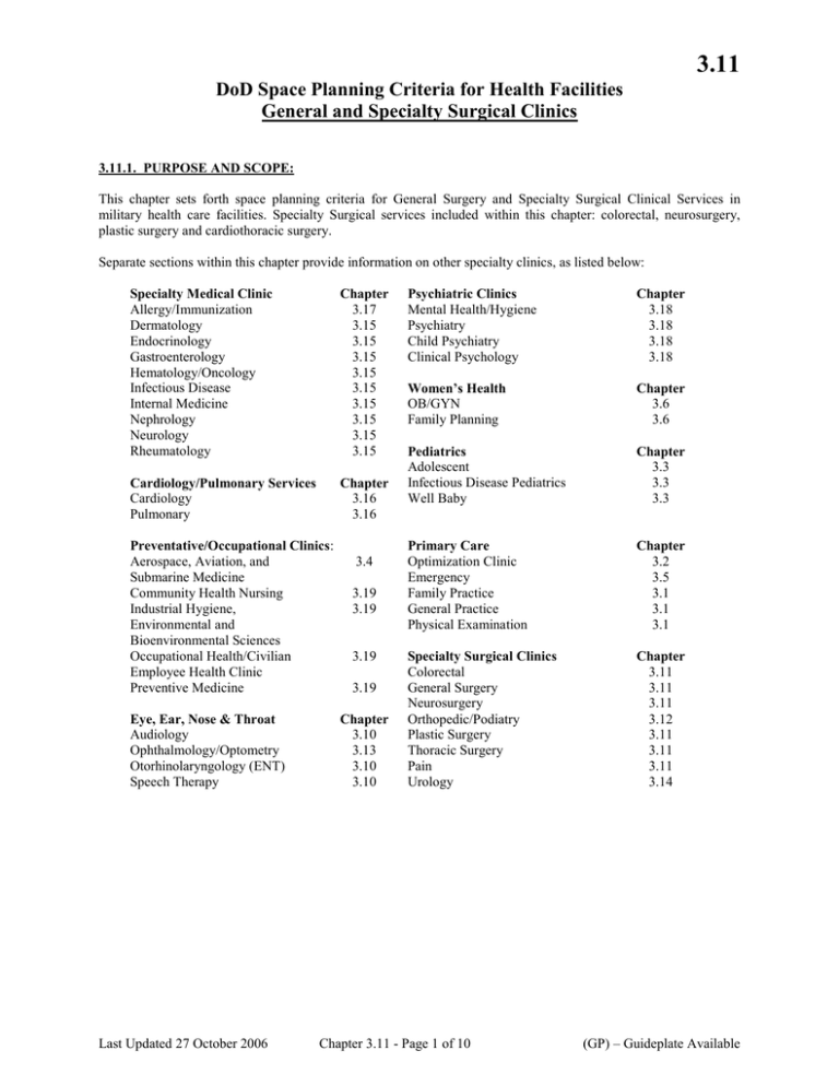 3.11 DoD Space Planning Criteria For Health Facilities