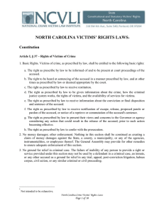 NORTH CAROLINA VICTIMS’ RIGHTS LAWS Constitution