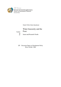 2 Water Insecurity and the Poor: Issues and Research Needs