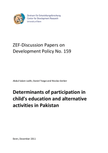 Determinants of participation in child’s education and alternative activities in Pakistan