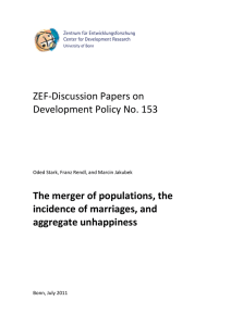 ZEF-Discussion Papers on Development Policy No. 153 The merger of populations, the