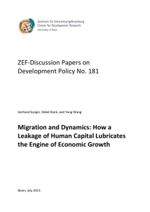 ZEF-Discussion Papers on Development Policy No. 181 Migration and Dynamics: How a