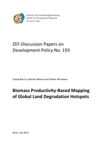 ZEF-Discussion Papers on Development Policy No. 193 Biomass Productivity-Based Mapping