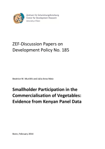 ZEF-Discussion Papers on Development Policy No. 185 Smallholder Participation in the