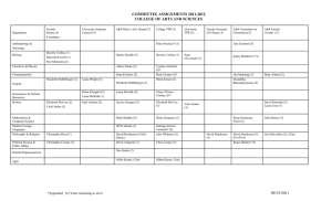 COMMITTEE ASSIGNMENTS 2011-2012 COLLEGE OF ARTS AND SCIENCES