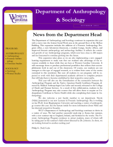 Department of  Anthropology &amp; Sociology News from the Department Head