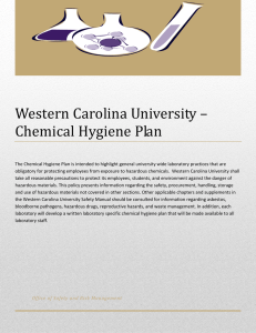 Western Carolina University – Chemical Hygiene Plan