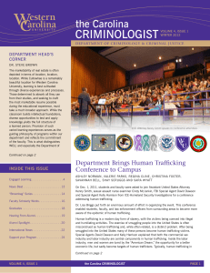 Criminologist the Carolina Department HeaD’s Corner