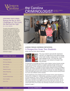 Criminologist the Carolina Raising the Bar in 2011: Challenges of ‘The Good,