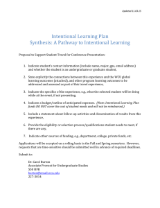 Intentional Learning Plan Synthesis: A Pathway to Intentional Learning
