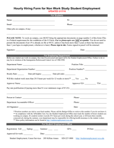 Hourly Hiring Form for Non Work Study Student Employment  For Students