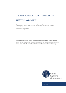 ‘Transformations towards sustainability’ Emerging approaches, critical reflections, and a research agenda