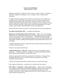 Provost’s Council Minutes Held: February 23, 2012