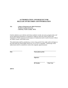 AUTHORIZATION AND REQUEST FOR RELEASE OF RECORDS AND INFORMATION