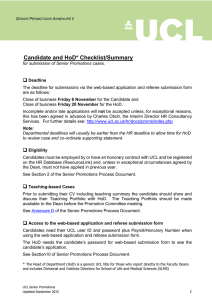 Candidate and HoD* Checklist/Summary 