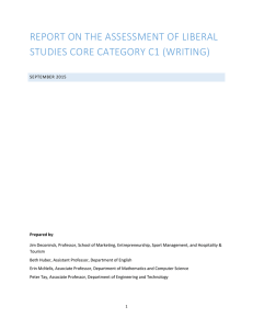 REPORT ON THE ASSESSMENT OF LIBERAL STUDIES CORE CATEGORY C1 (WRITING)