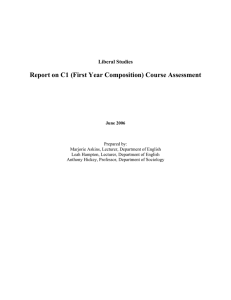 Report on C1 (First Year Composition) Course Assessment Liberal Studies