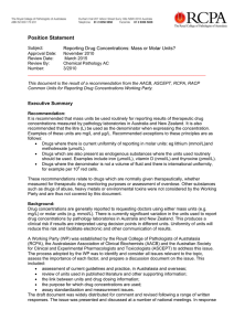 Position Statement Reporting Drug Concentrations: Mass or Molar Units?