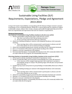 Sustainable Living Facilities (SLF) Requirements, Expectations, Pledge and Agreement 2013-2014