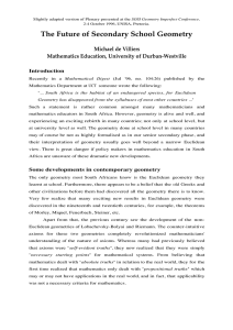 The Future of Secondary School Geometry Michael de Villiers Introduction